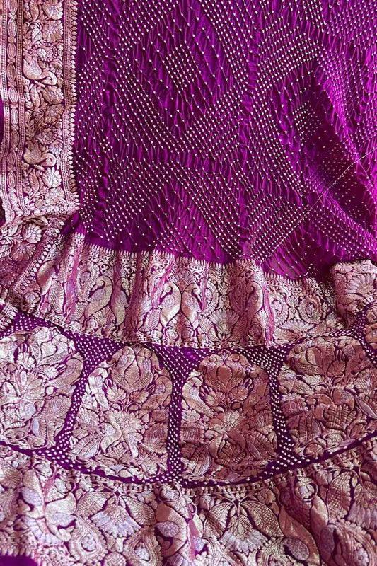 Elegant Purple Banarasi Bandhani Georgette Dupatta: A Timeless Accessory - Luxurion World