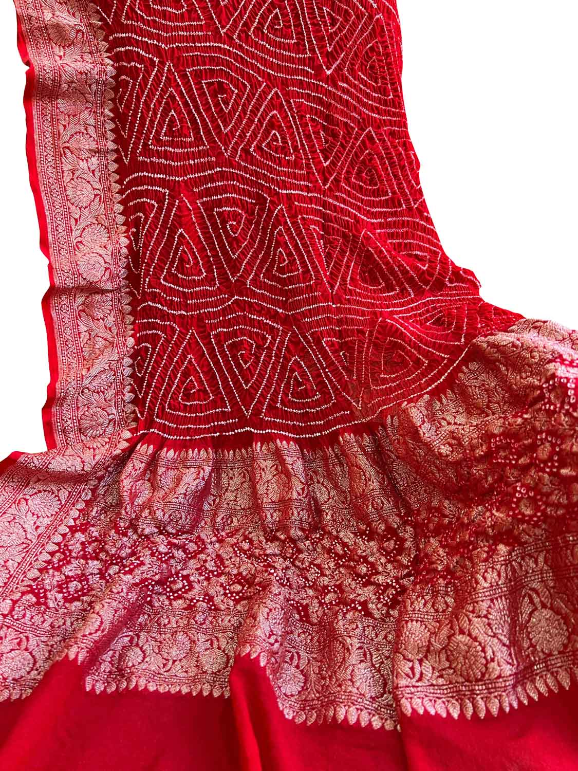 Elegant Red Banarasi Bandhani Georgette Dupatta: A Timeless Accessory - Luxurion World