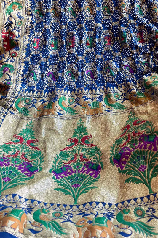 Exquisite Blue Banarasi Bandhani Georgette Dupatta: Timeless Elegance - Luxurion World