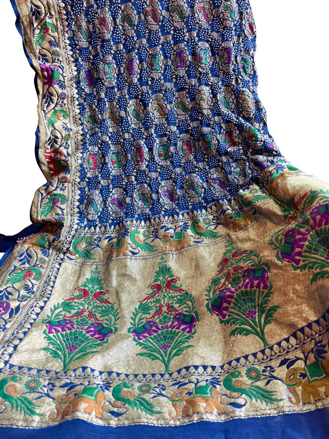 Exquisite Blue Banarasi Bandhani Georgette Dupatta: Timeless Elegance - Luxurion World