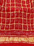 Red Bandhani Pure Gajji Silk Gharchola Dupatta - Luxurion World