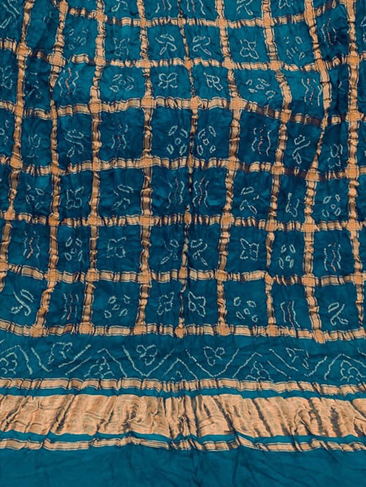 Blue Bandhani Pure Gajji Silk Gharchola Dupatta - Luxurion World