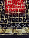 Red And Black Bandhani Pure Gajji Silk Gharchola Dupatta - Luxurion World