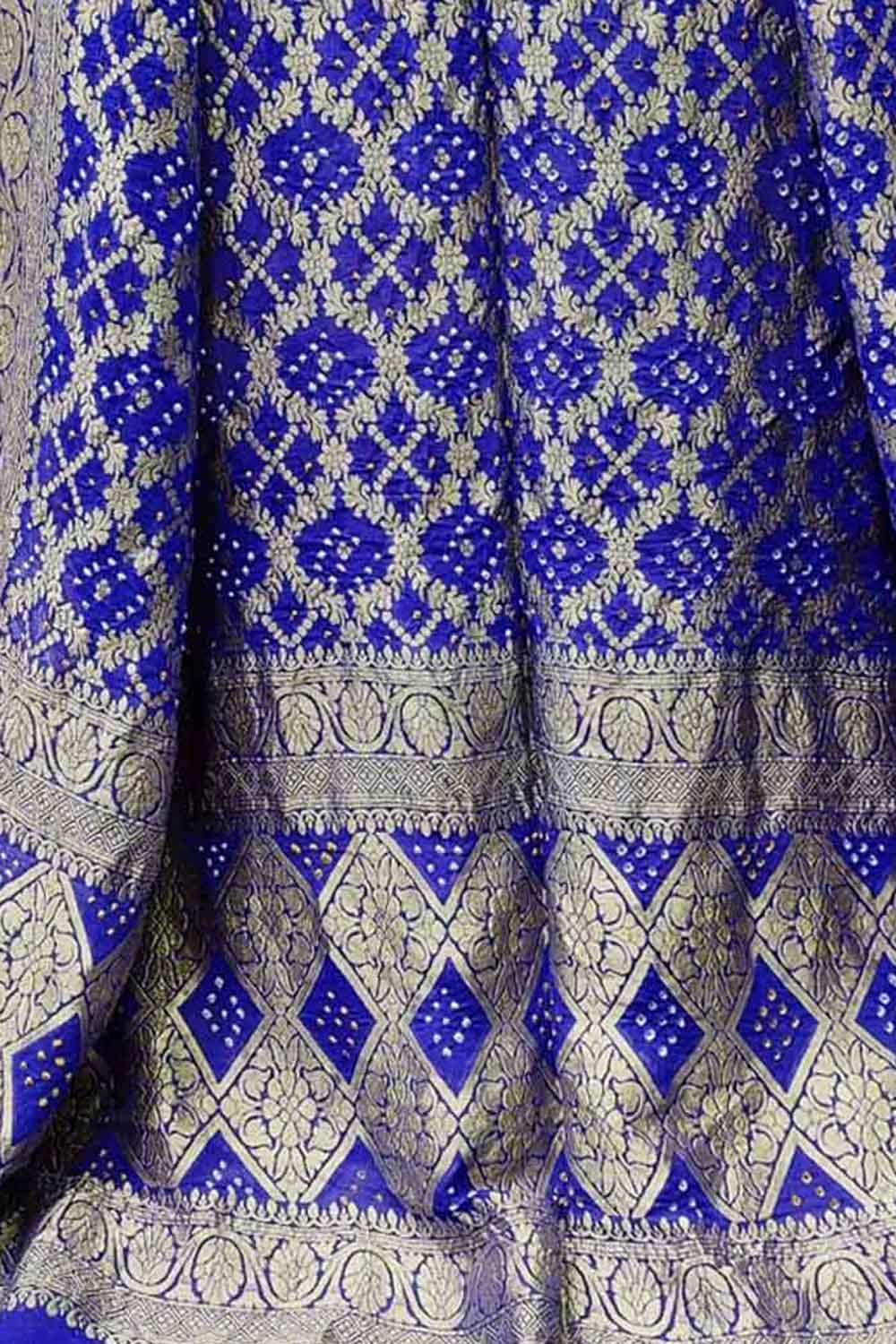 Blue Banarasi Bandhani Handloom Pure Georgette Dupatta - Luxurion World
