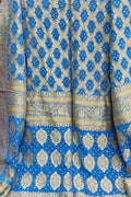 Blue Banarasi Bandhani Handloom Pure Georgette Dupatta - Luxurion World