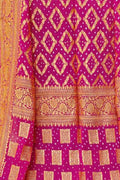 Pink Banarasi Bandhani Handloom Pure Georgette Dupatta - Luxurion World