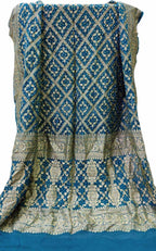Blue Banarasi Bandhani Handloom Pure Georgette Dupatta - Luxurion World