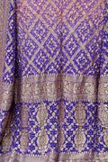 Purple Banarasi Bandhani Handloom Pure Georgette Dupatta - Luxurion World