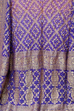 Purple Banarasi Bandhani Handloom Pure Georgette Dupatta - Luxurion World