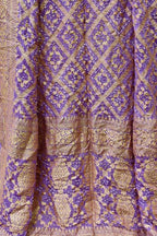 Purple Banarasi Bandhani Handloom Pure Georgette Dupatta - Luxurion World