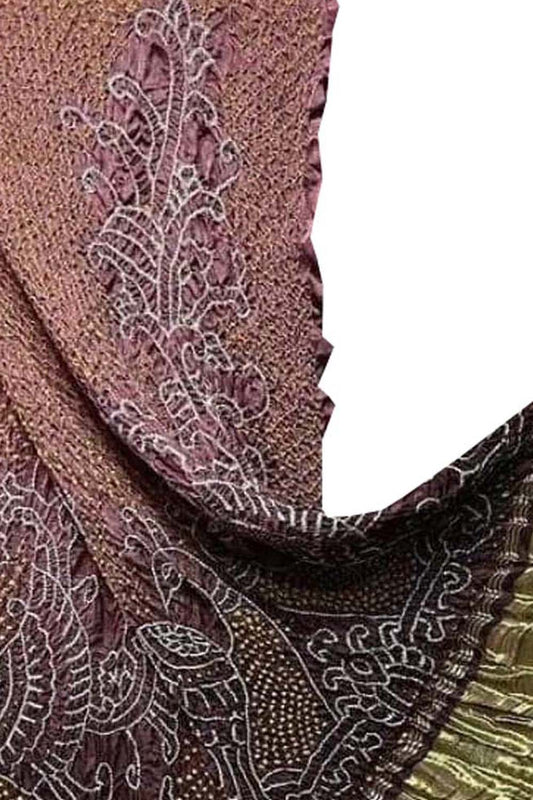 Pink Bandhani Pure Gajji Silk Peacock Design Dupatta