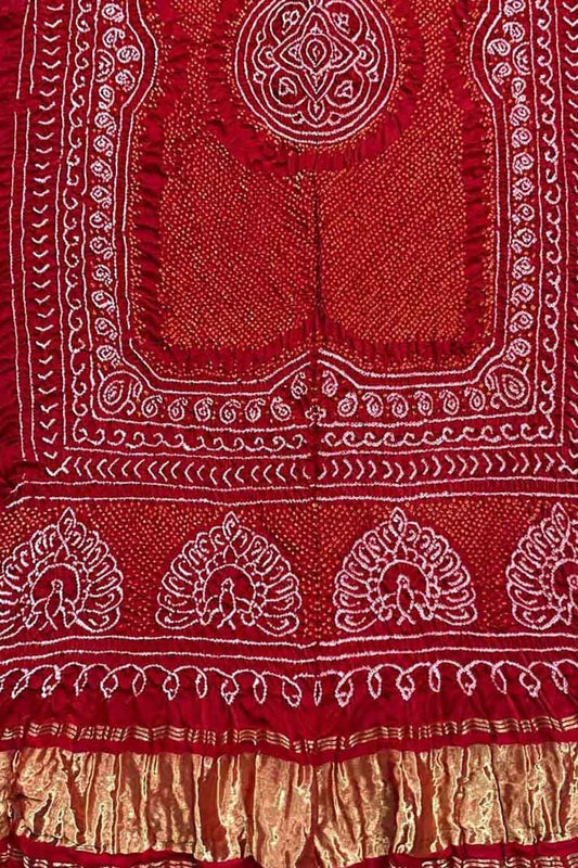Red Bandhani Pure Gajji Silk Dupatta