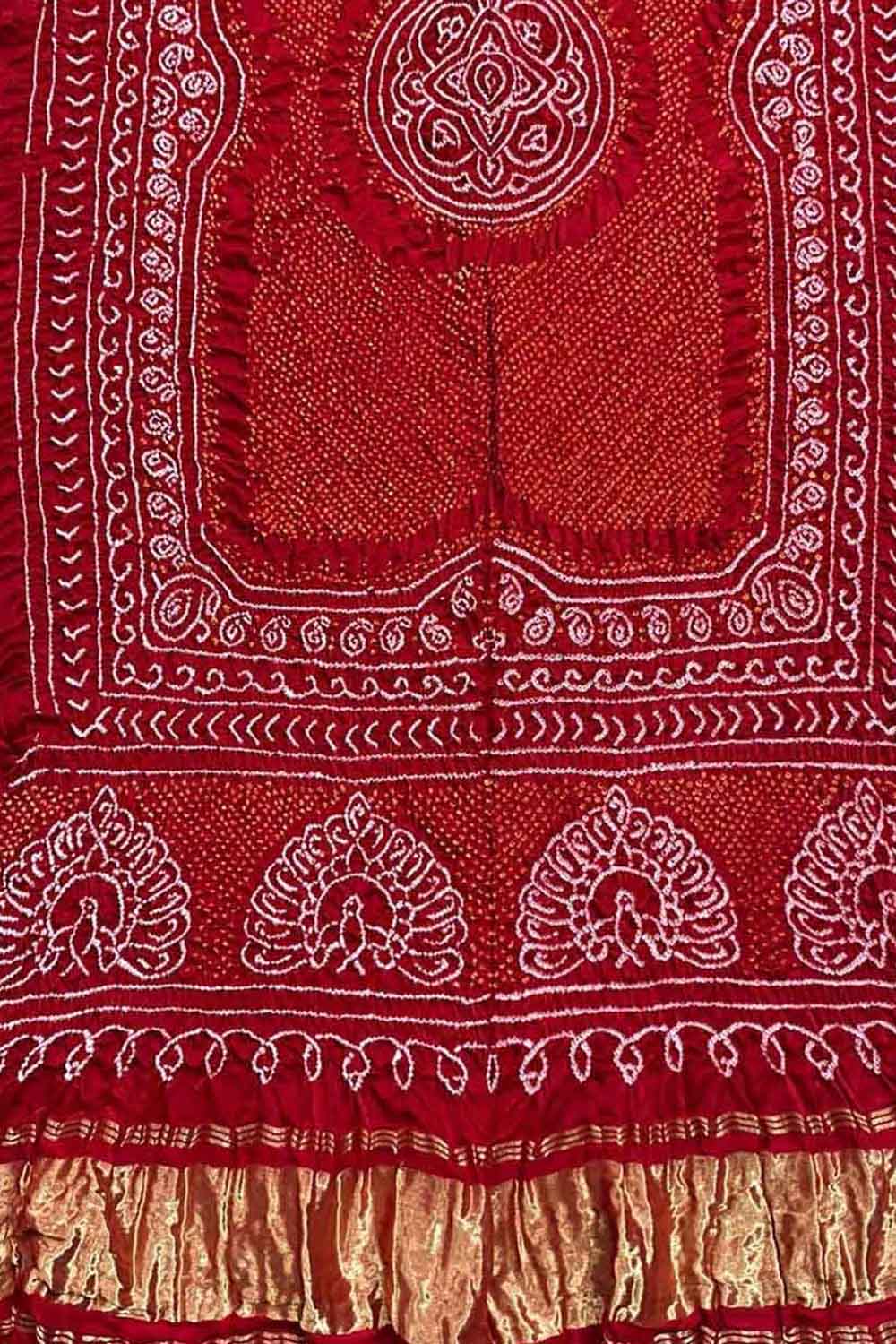 Red Bandhani Pure Gajji Silk Dupatta - Luxurion World