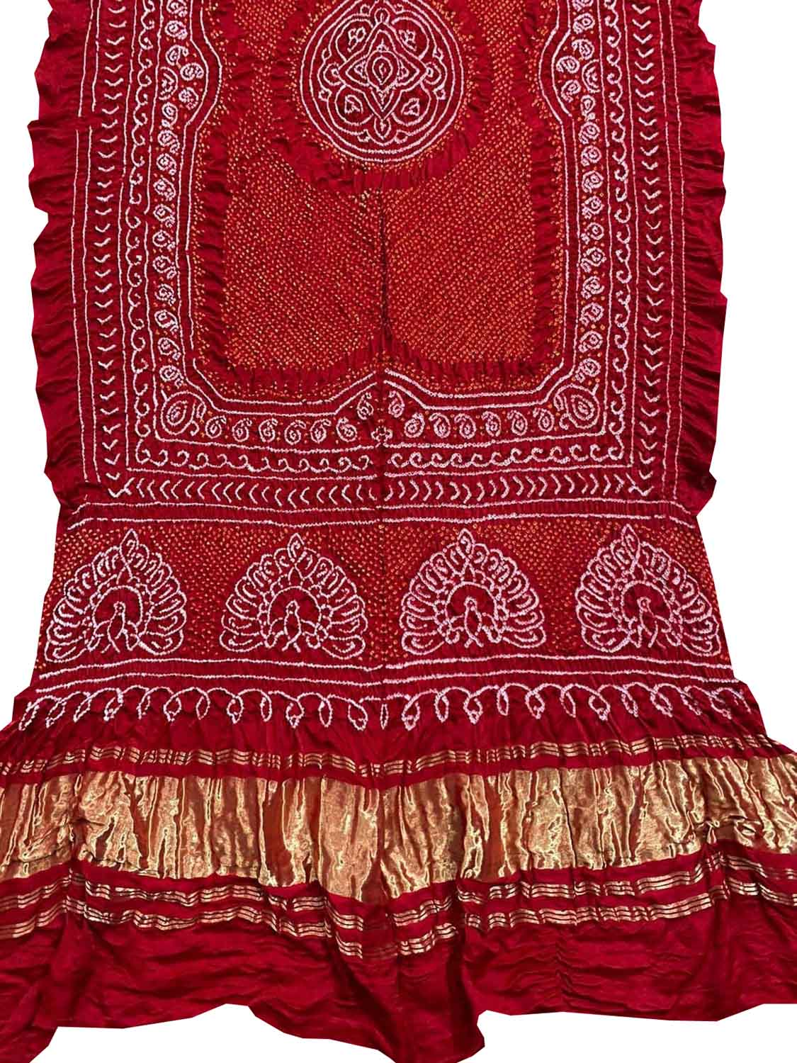 Red Bandhani Pure Gajji Silk Dupatta - Luxurion World