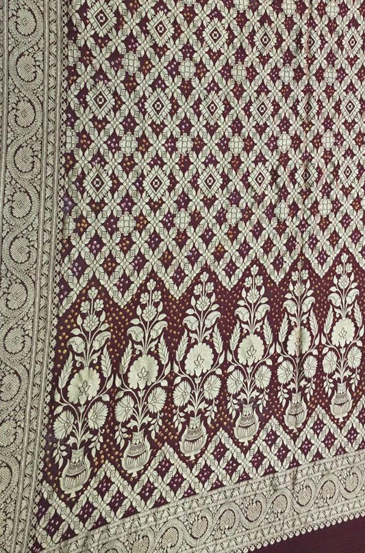 Brown Bandhani Pure Georgette Dupatta - Luxurion World