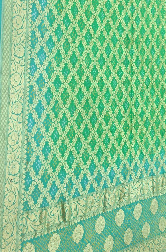 Green Bandhani Pure Georgette Dupatta - Luxurion World