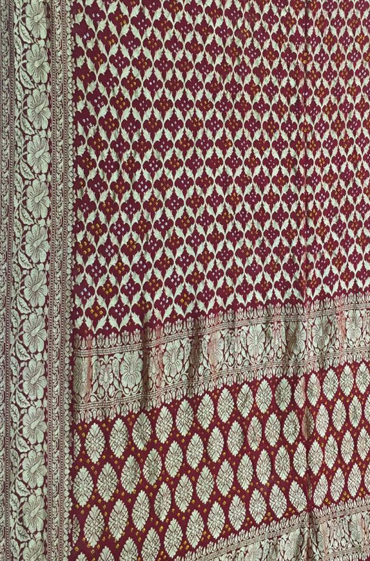 Maroon Bandhani Pure Georgette Dupatta - Luxurion World