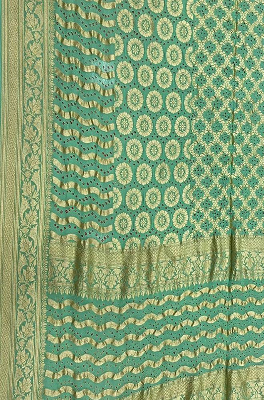 Green Bandhani Pure Georgette Dupatta - Luxurion World