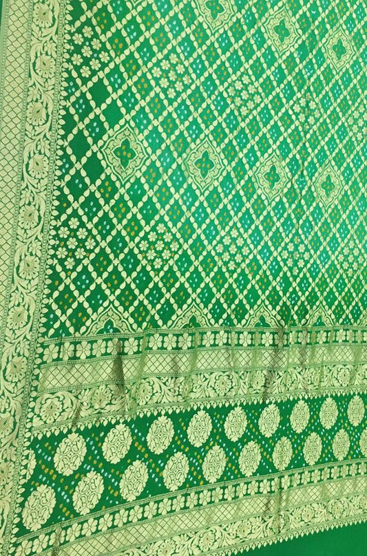 Green Bandhani Pure Georgette Dupatta - Luxurion World