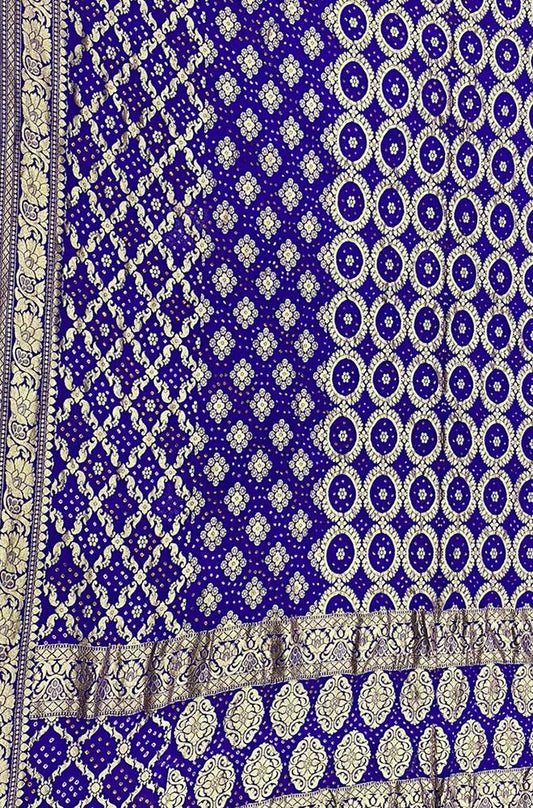 Purple Bandhani Pure Georgette Dupatta - Luxurion World