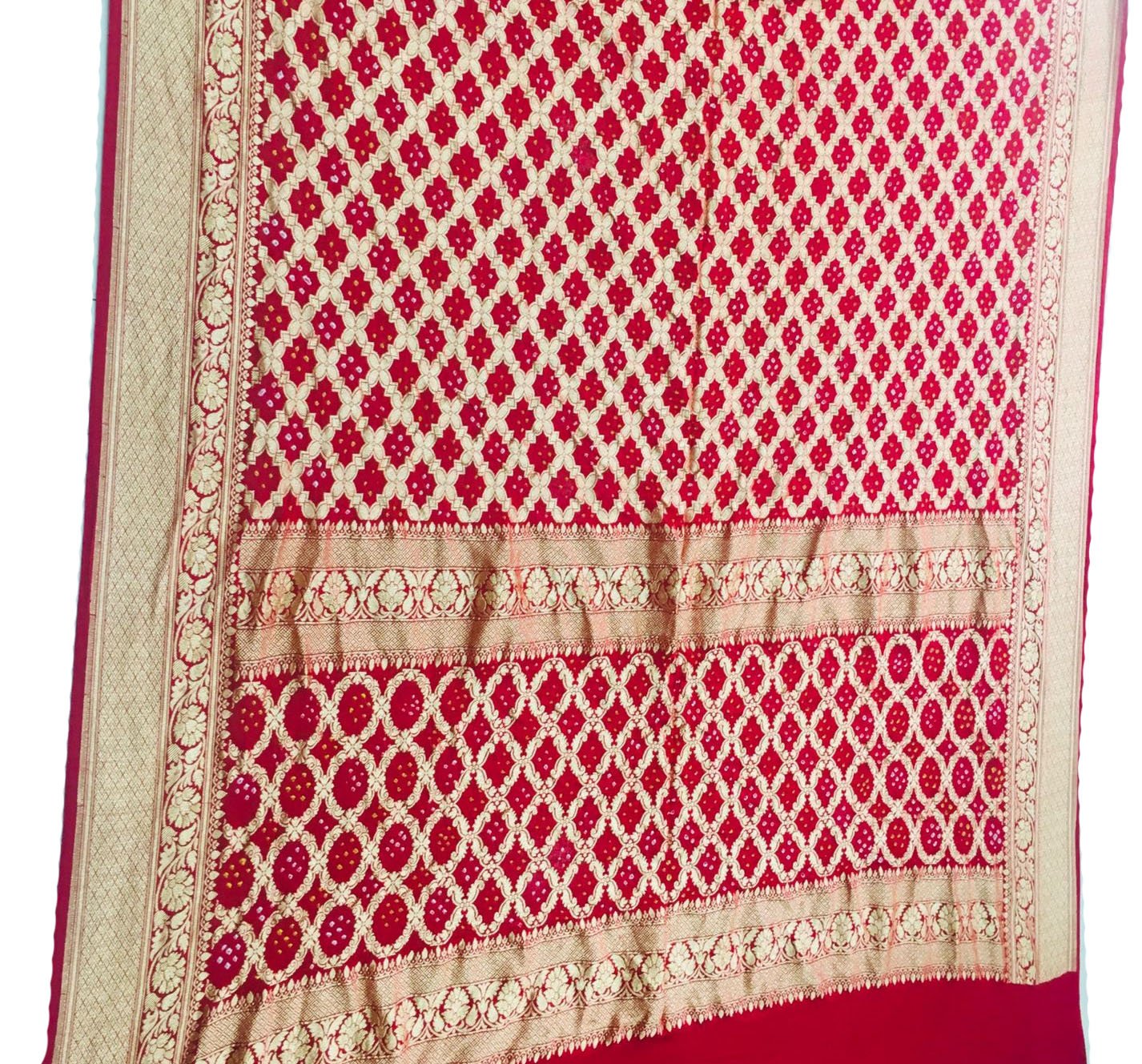 Red Bandhani Pure Georgette Dupatta - Luxurion World