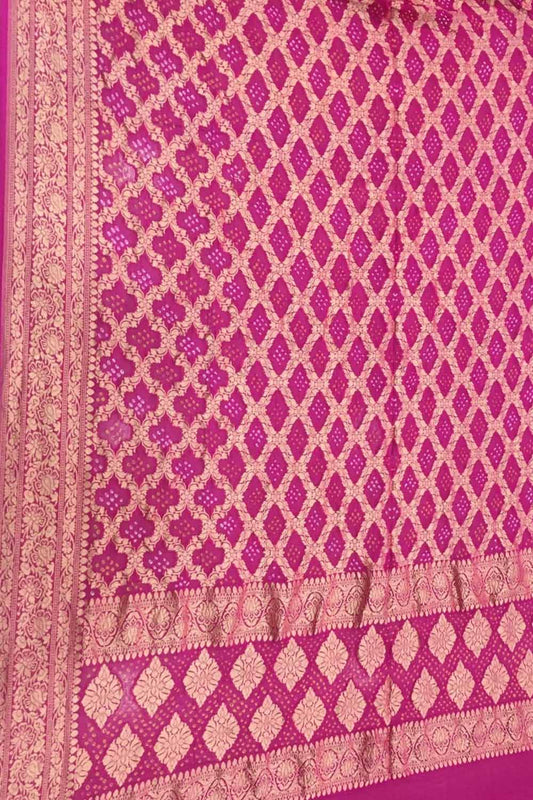 Pink Banarasi Bandhani Pure Georgette Dupatta