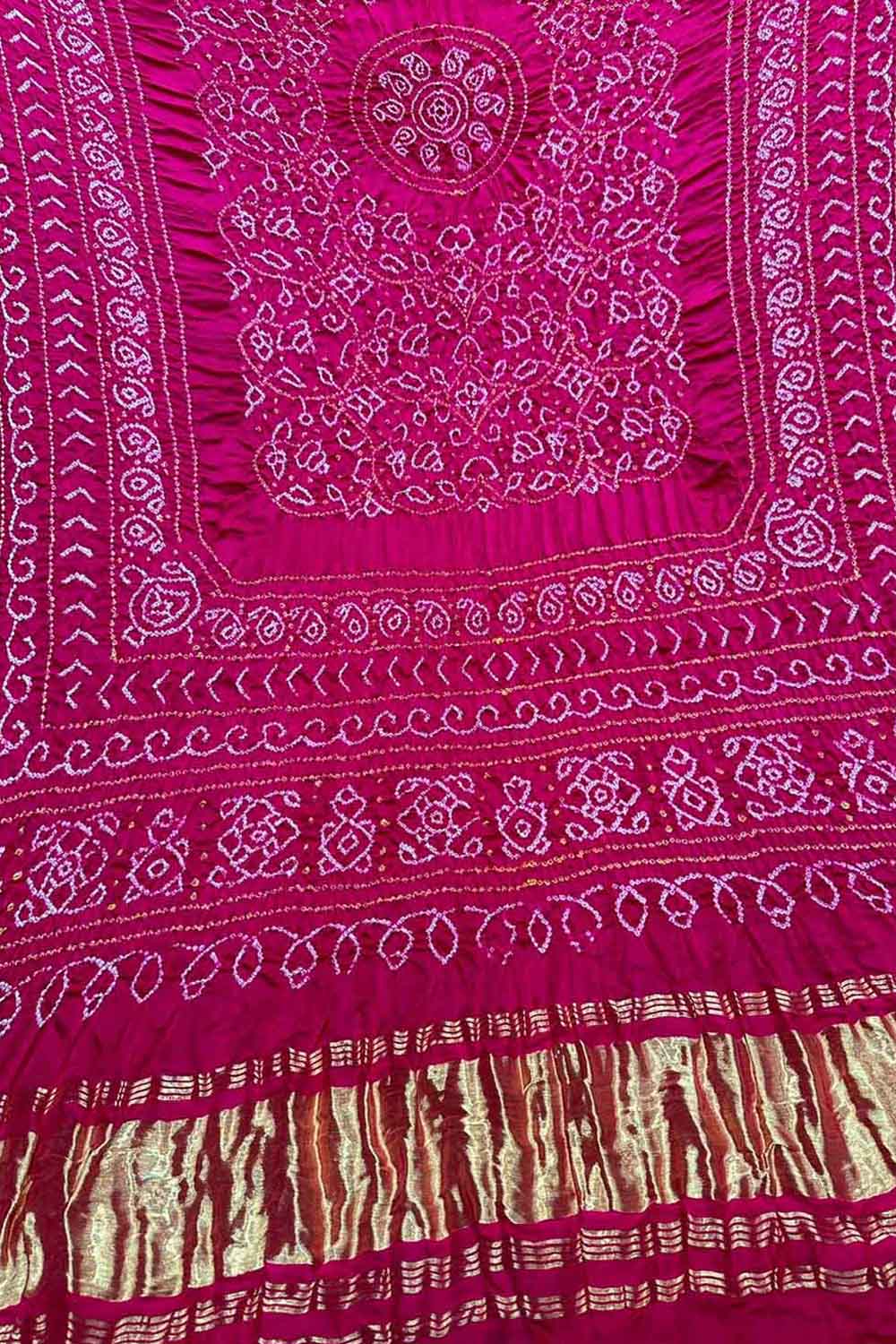 Stunning Pink Bandhani Gajji Silk Dupatta - Luxurion World