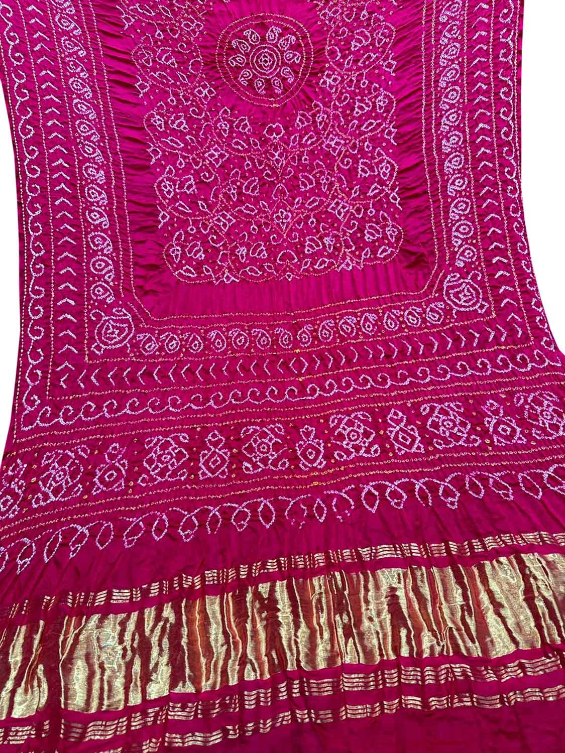 Stunning Pink Bandhani Gajji Silk Dupatta - Luxurion World