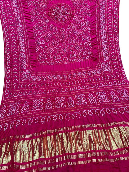 Stunning Pink Bandhani Gajji Silk Dupatta - Luxurion World