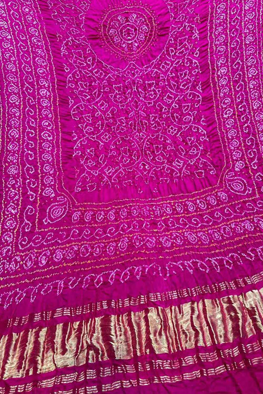 Stunning Pink Bandhani Gajji Silk Dupatta - Luxurion World