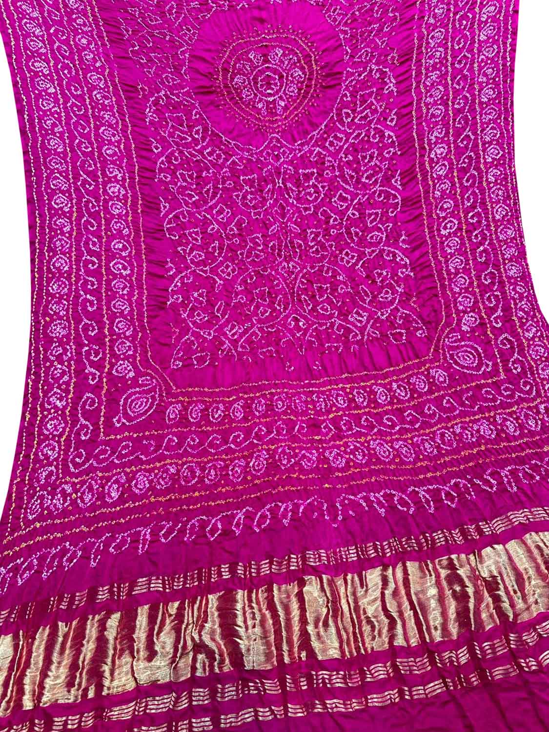 Stunning Pink Bandhani Gajji Silk Dupatta - Luxurion World