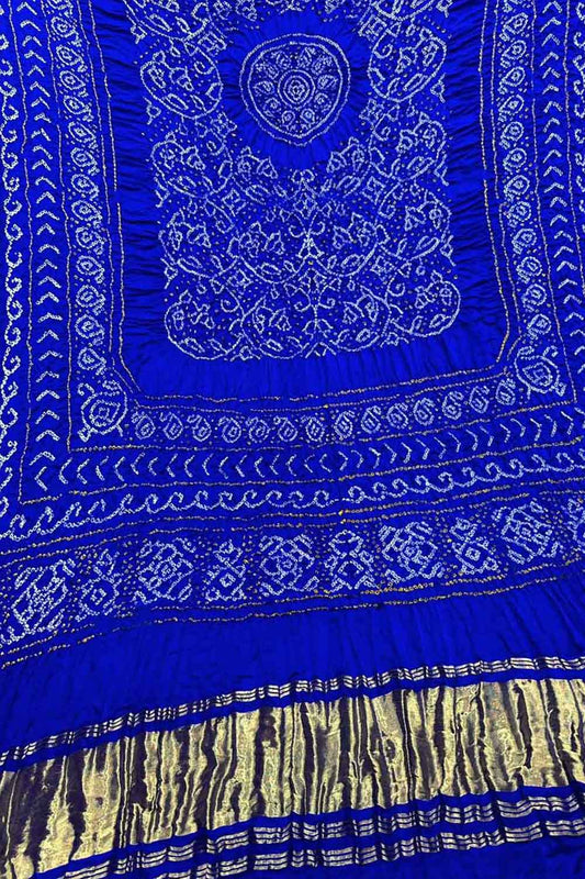 Blue Bandhani Gajji Silk Dupatta - Pure Elegance - Luxurion World