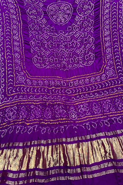 Exquisite Purple Bandhani Gajji Silk Dupatta - Luxurion World