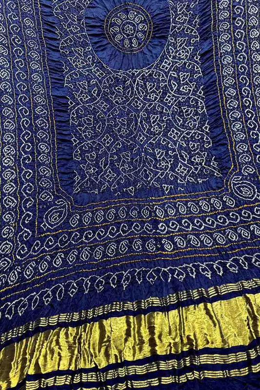 Blue Bandhani Gajji Silk Dupatta - Pure Elegance
