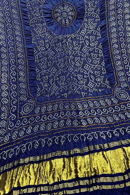 Blue Bandhani Gajji Silk Dupatta - Pure Elegance - Luxurion World