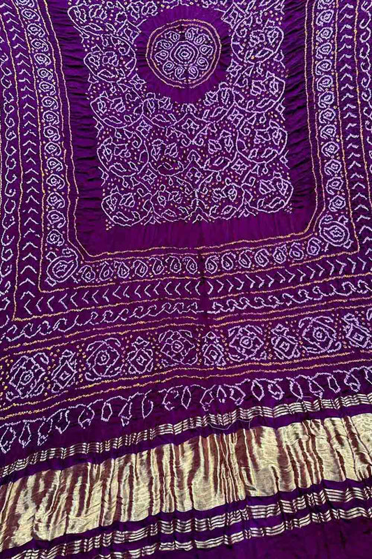 Elegant Purple Bandhani Silk Dupatta
