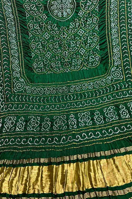 Handcrafted Green Bandhani Gajji Silk Dupatta - Luxurion World