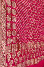 Pink Banarasi Bandhani Pure Moonga Silk Dupatta - Luxurion World
