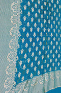 Blue Banarasi Bandhani Pure Moonga Silk Dupatta - Luxurion World