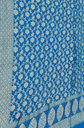 Blue Banarasi Bandhani Pure Moonga Silk Dupatta - Luxurion World