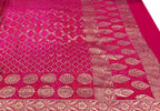 Pink Banarasi Bandhani Pure Moonga Silk Dupatta - Luxurion World