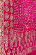 Pink Banarasi Bandhani Pure Moonga Silk Dupatta - Luxurion World