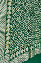 Green Banarasi Bandhani Pure Moonga Silk Dupatta - Luxurion World