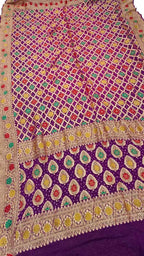 Elegant Purple Banarasi Bandhani Meenakari Georgette Dupatta - Luxurion World