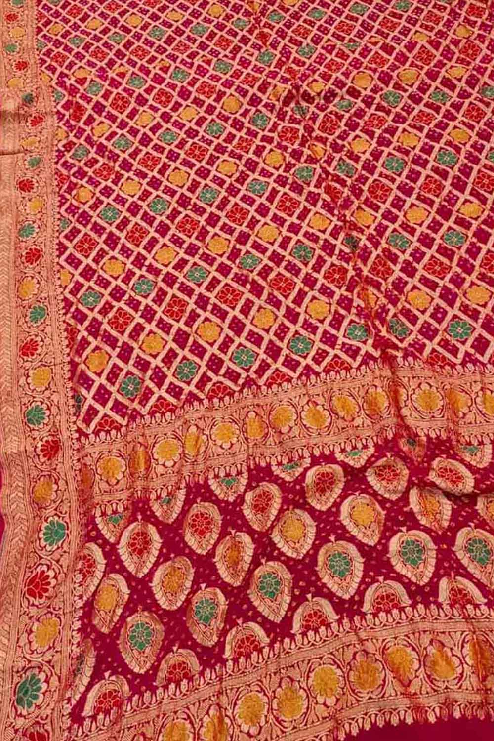 Elegant Red Banarasi Bandhani Meenakari Georgette Dupatta - Luxurion World