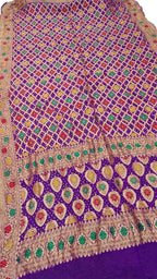 Elegant Purple Banarasi Bandhani Meenakari Georgette Dupatta - Luxurion World