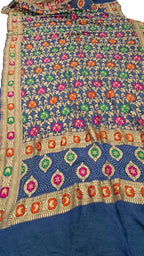 Blue Banarasi Bandhani Meenakari Pure Georgette Dupatta - Luxurion World