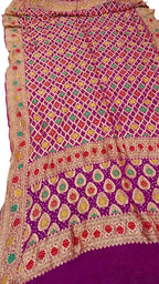 Elegant Purple Banarasi Bandhani Meenakari Georgette Dupatta - Luxurion World