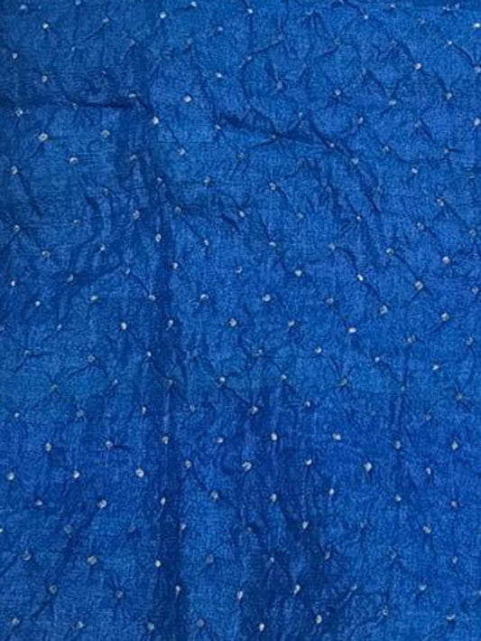 Blue Bandhani Handloom Pure Tussar Silk Dupatta - Luxurion World