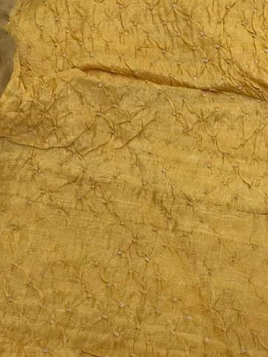 Yellow Bandhani Handloom Pure Tussar Silk Dupatta - Luxurion World